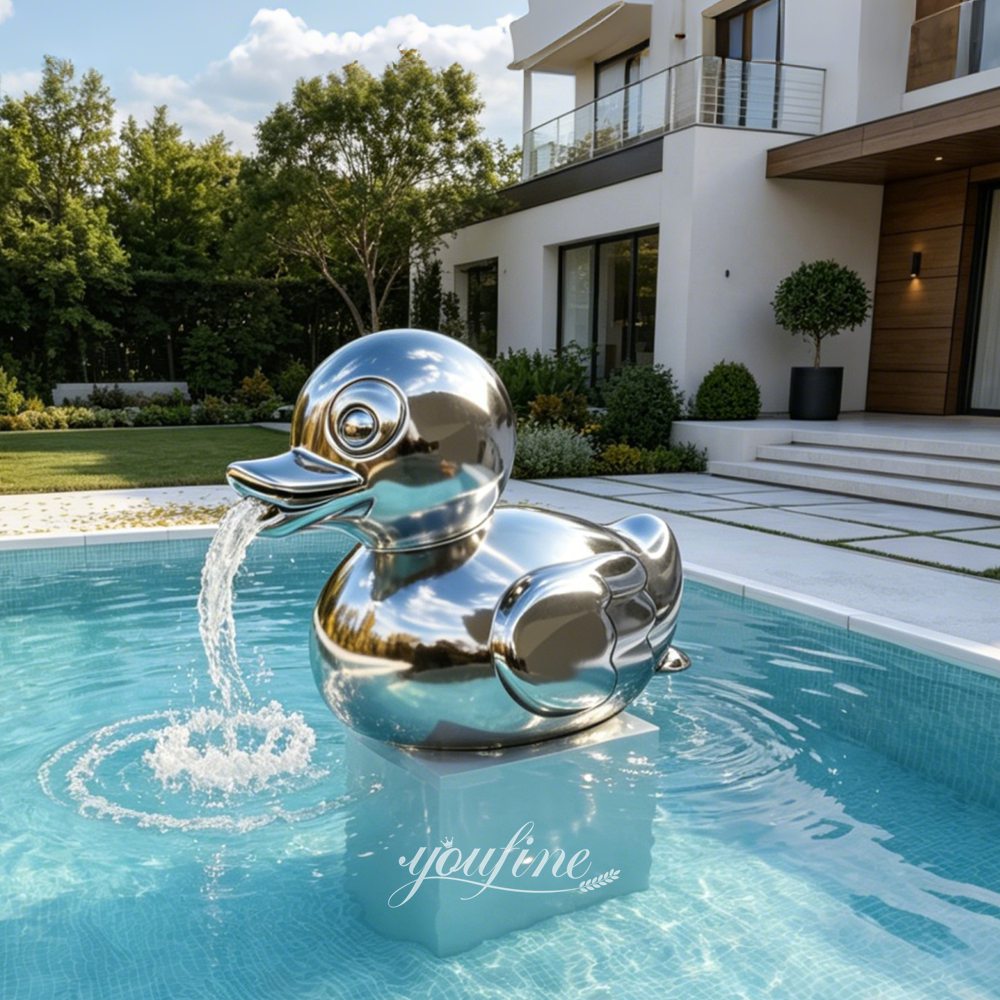 Highly Polished Cute Metal Duck Water Fountain for Pool