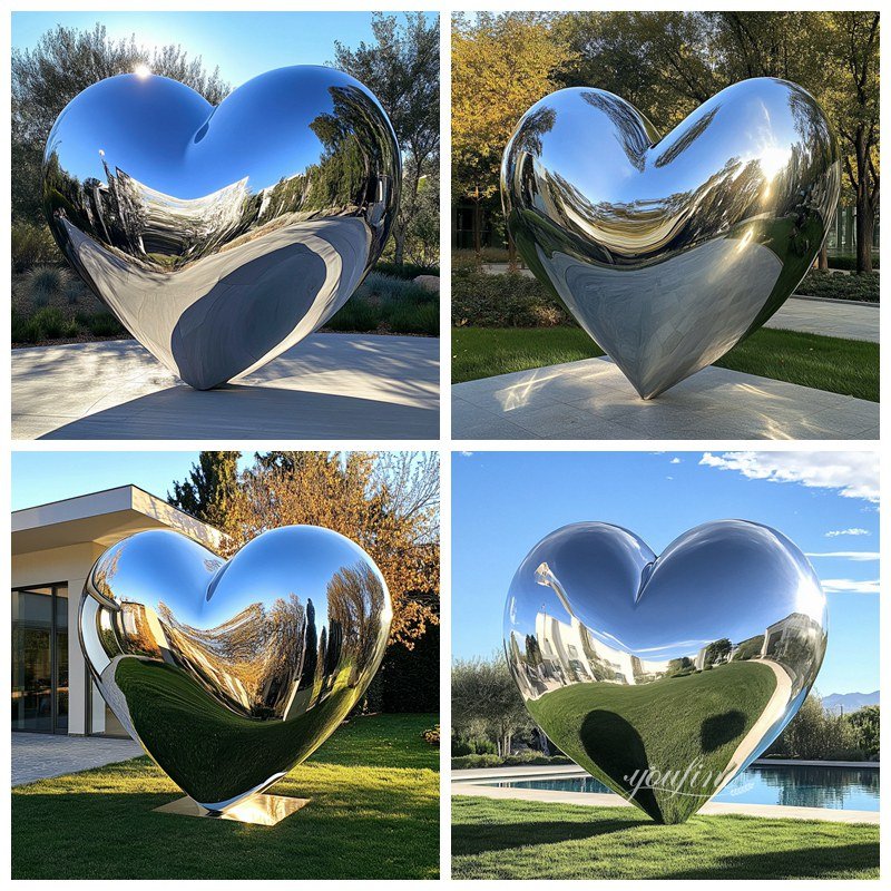 Highly Polished Metal Heart Sculpture Application Scenes