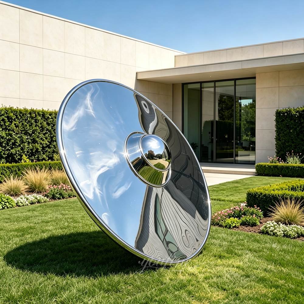 Highly Polished Stainless Steel UFO Sculpture for Modern Yard