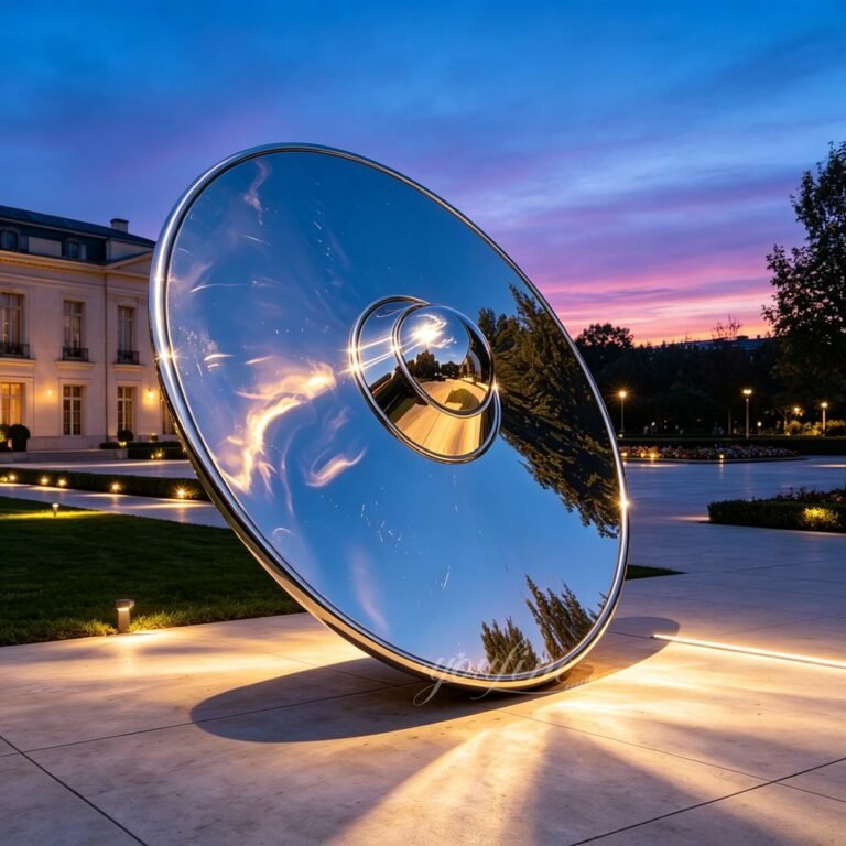 Highly Polished Stainless Steel UFO Sculpture for Plaza