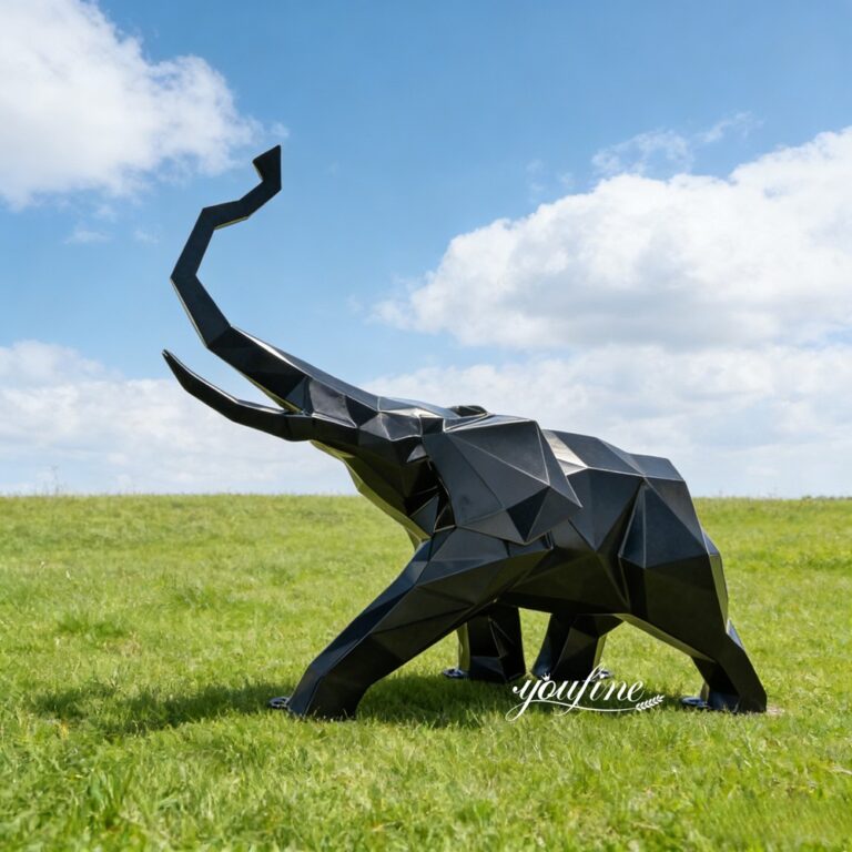Hot Sale Black Geometric Elephant Sculpture in Stainless Steel