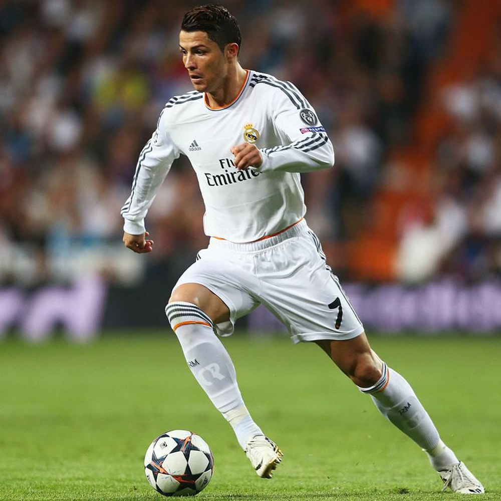 Image of Cristiano Ronaldo playing football on the field