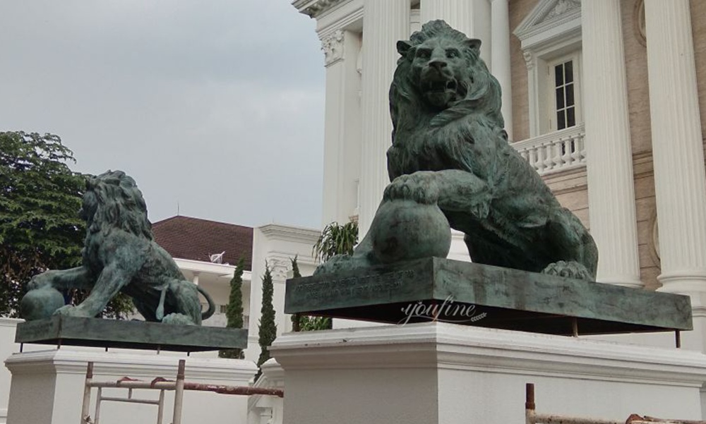 Indonesian villa entrance bronze lion sculptures feedback
