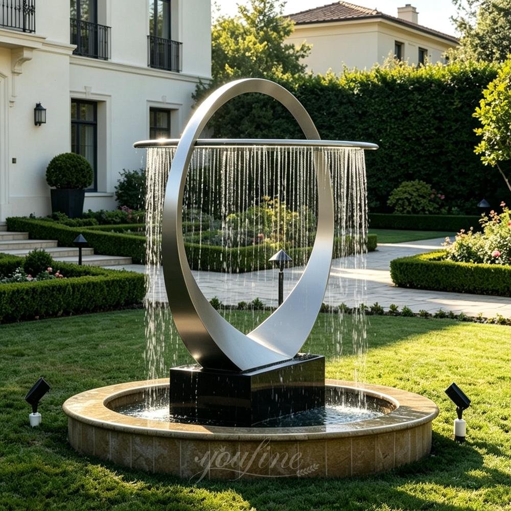 Interlaced Matte Ring Fountain for Modern Yard Decor