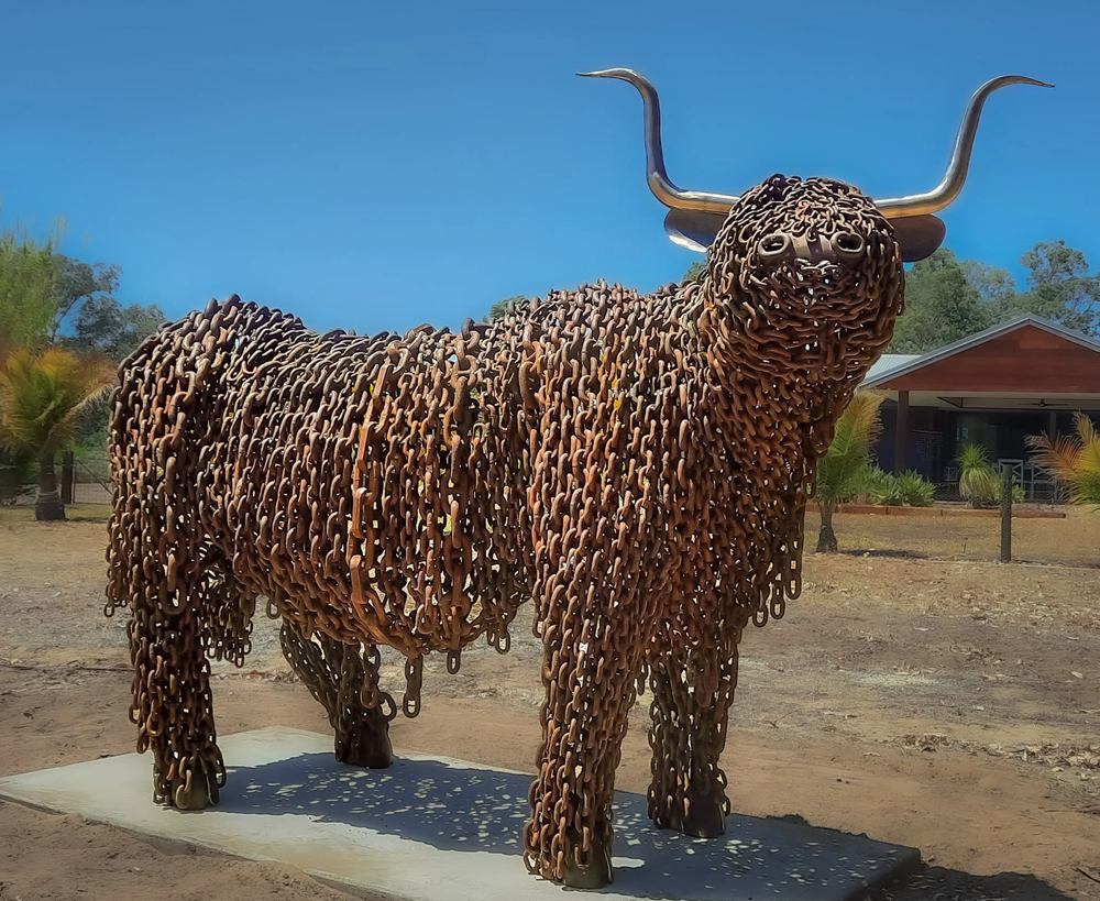 Iron Scottish Highland Cow Sculpture