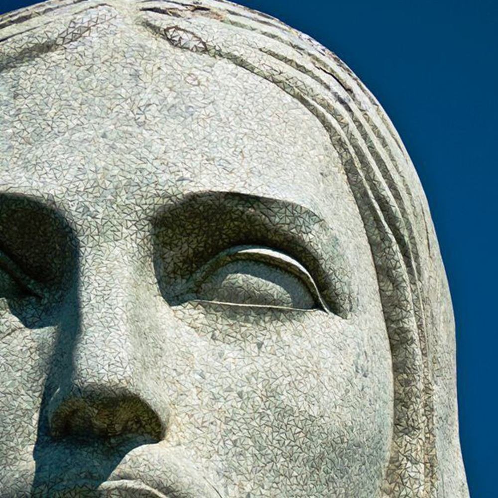 Jesus Christ the Redeemer Statue Face Soapstone Detail