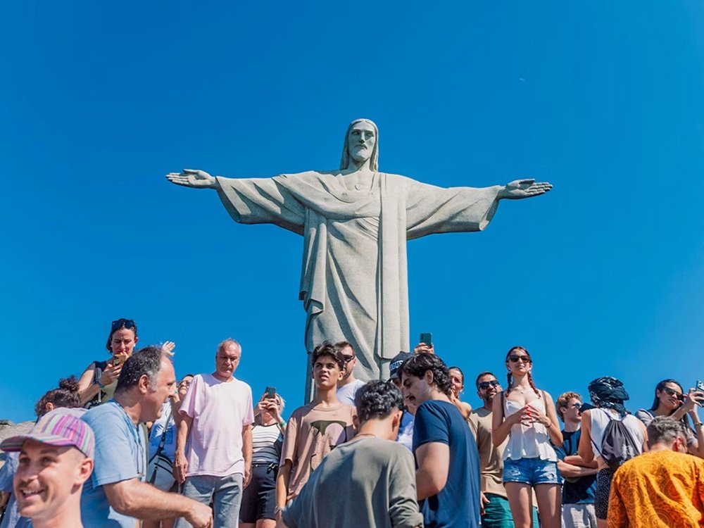 Jesus Christ the Redeemer Statue with So Many People
