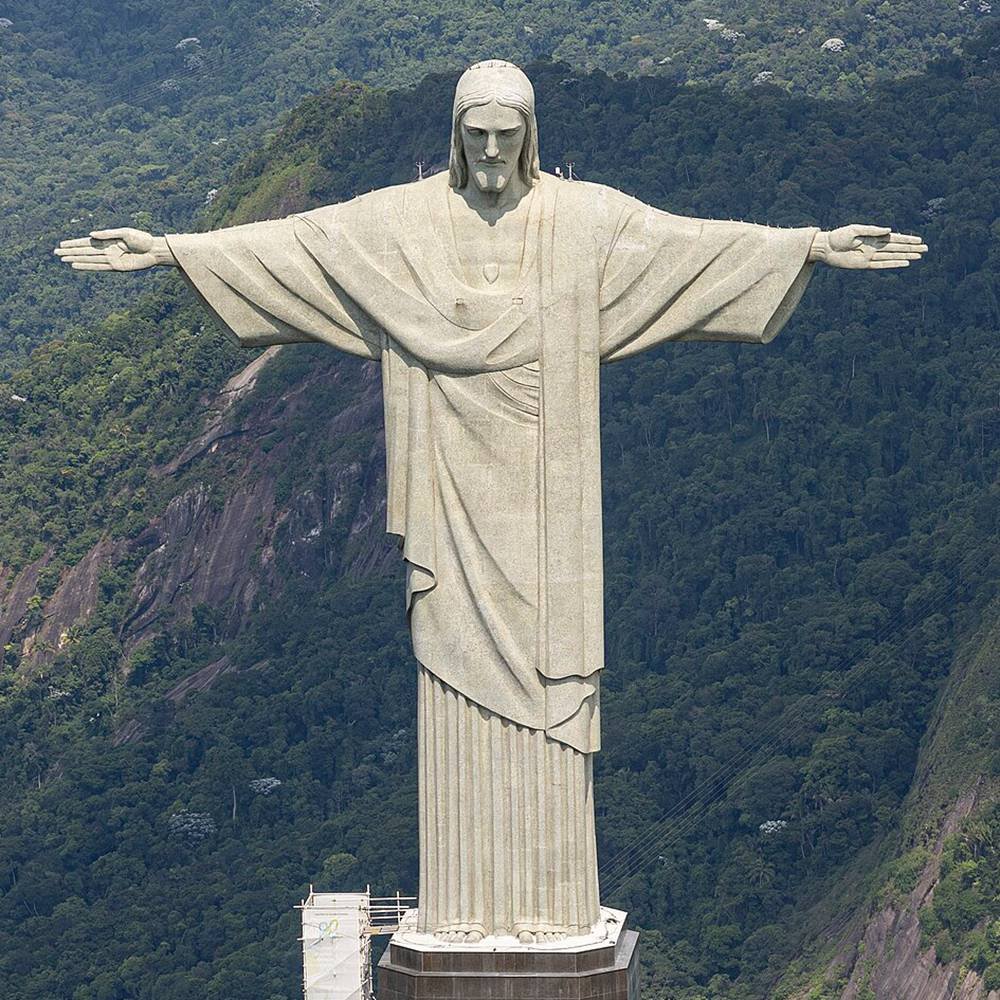 Jesus Christ the Redeemer Statue Face Soapstone Detail