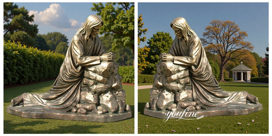 Jesus in the Garden of Gethsemane Bronze Statue Details