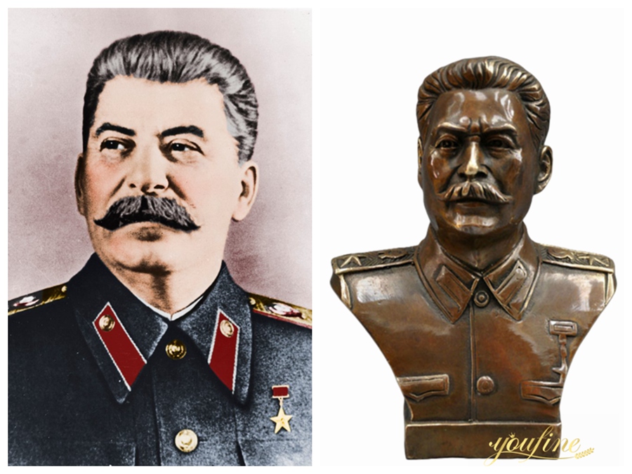Joseph Stalin image and bust bronze sculpture comparison