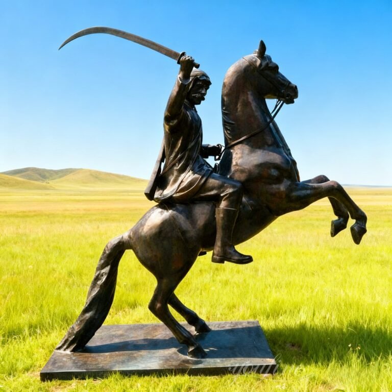Bronze Knight on Horseback Statue for Grassland Decor