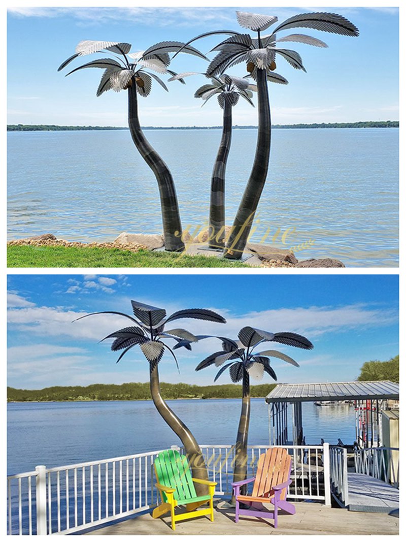 Landscape Stainless Steel Palm Trees Sculpture for City（5）