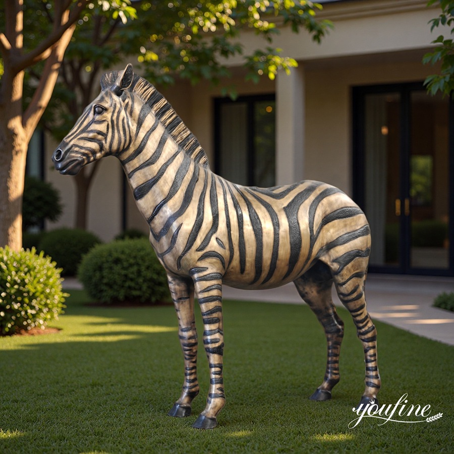 Large 6 Feet High African Bronze Zebra Statue for Yard Decor