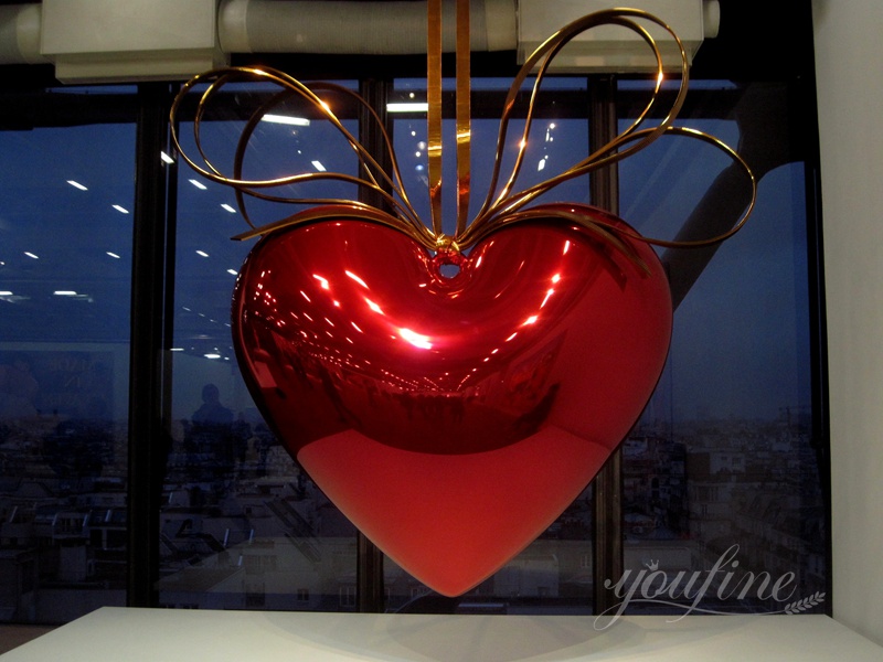 Large Abstract Metal Sculpture Jeff Koons Hanging Heart 