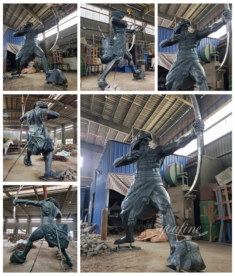 Large Bronze Archer Statue Details