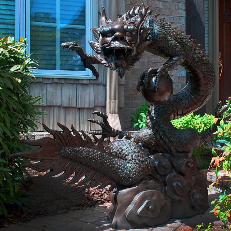 Large Bronze Chinese Dragon Statue For Outdoor