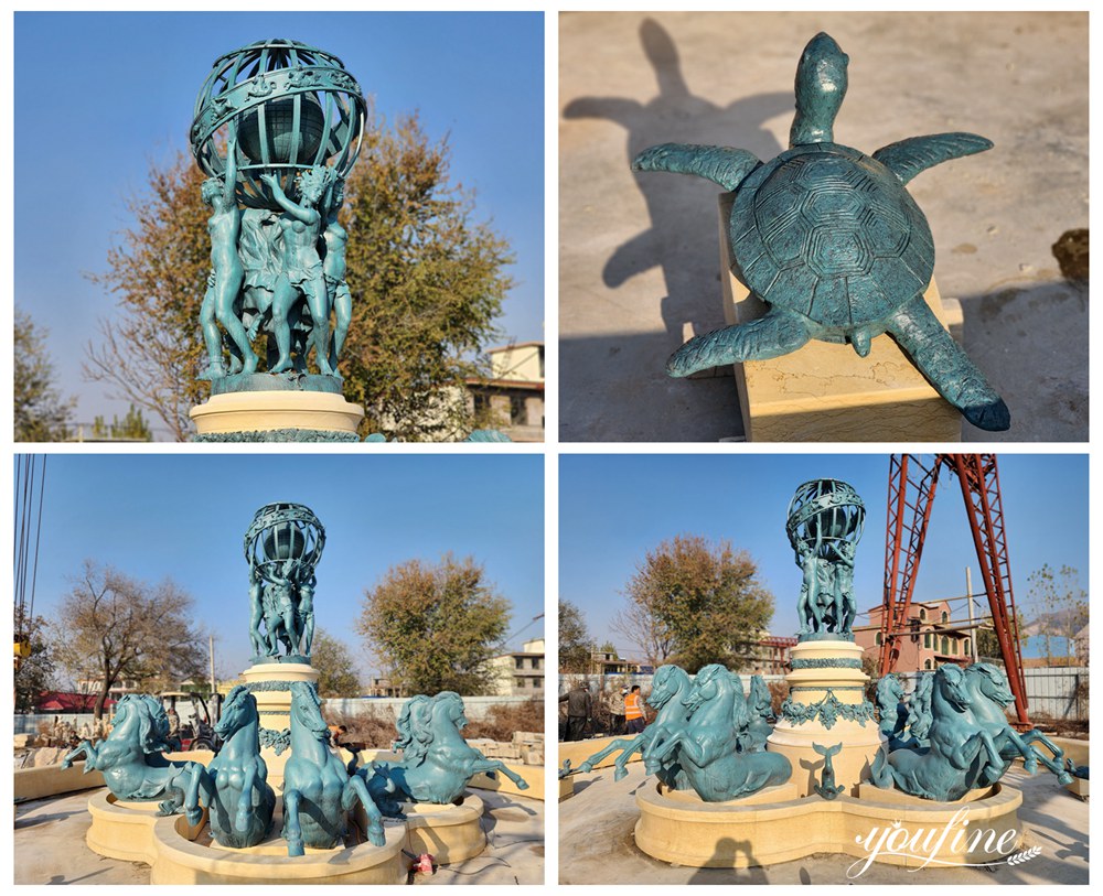 Large Bronze Fontaine De l'Observatoire Pool Fountain Replica Details