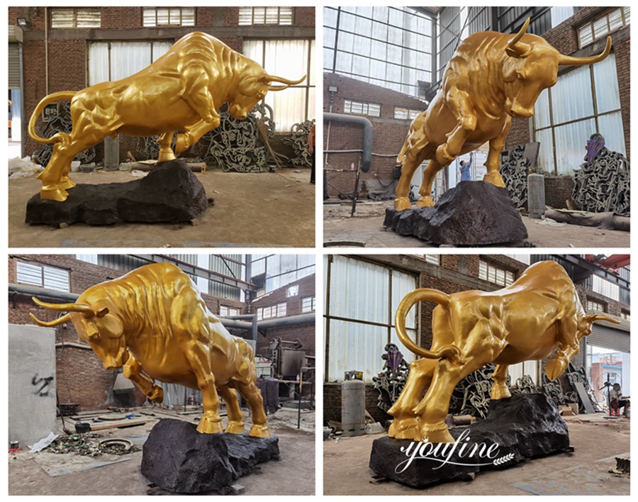 Large Bronze Golden Bull Statue Details