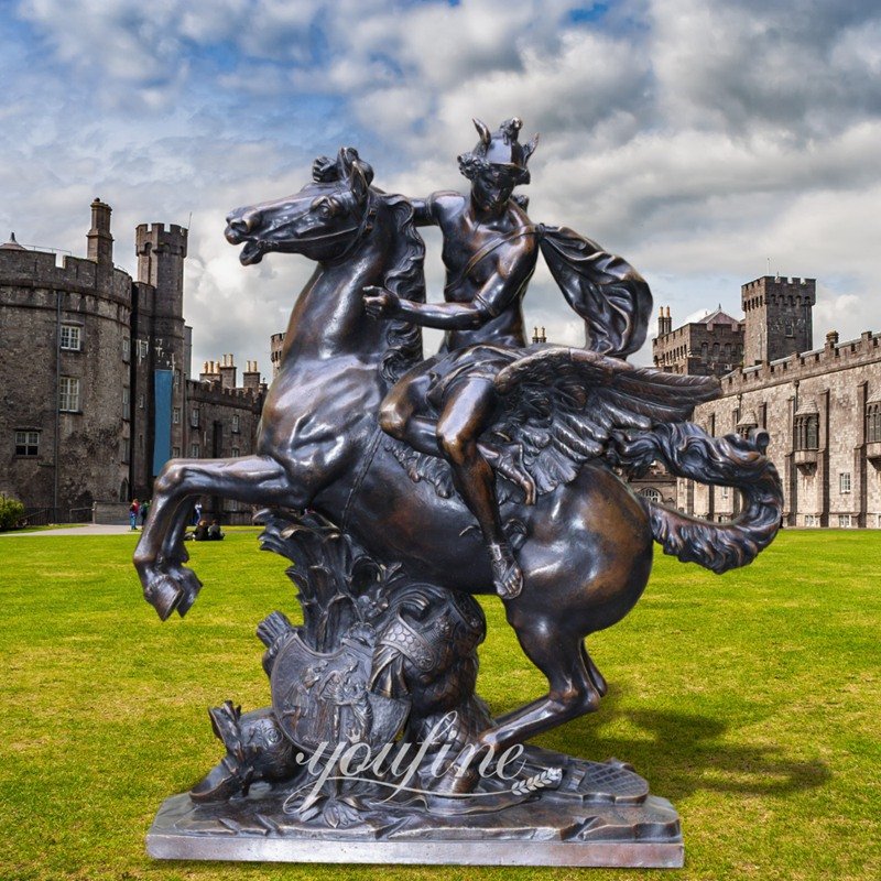 Large Black Bronze Mercury Riding Pegasus Statue for Outdoor Decor