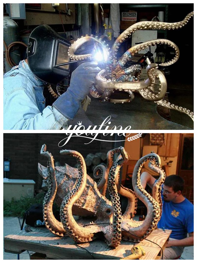 Large Bronze Octopus Sculpture in YouFine Factory (2)