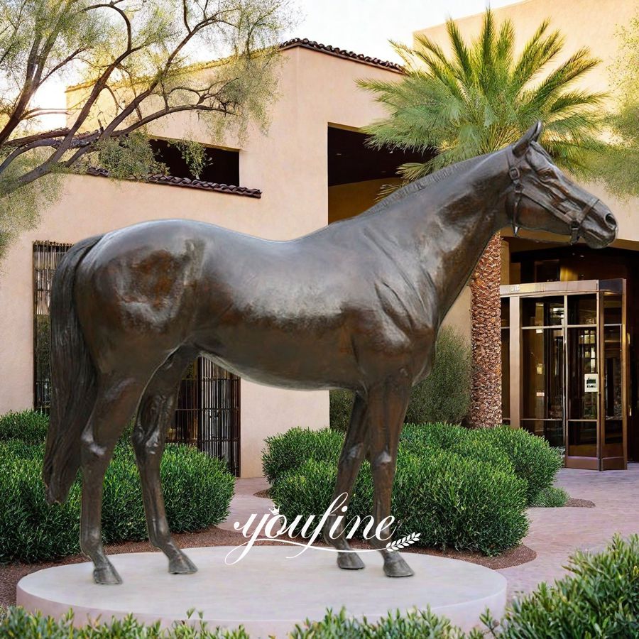 Large Bronze Standing Horse Statue for Front Door Decor