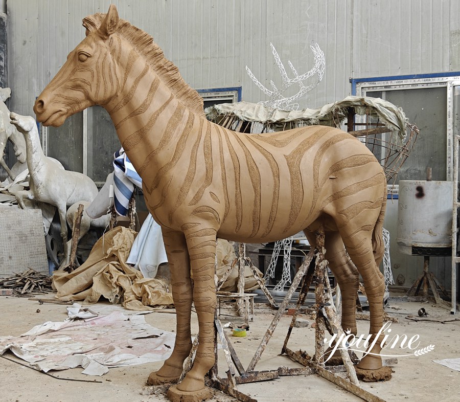 Large Bronze Zebra Statue Clay Model