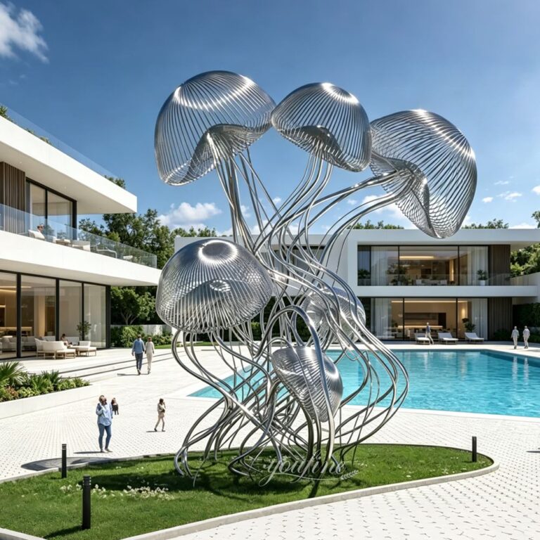Large Custom Metal Jellyfish Sculpture for Outdoor Pool