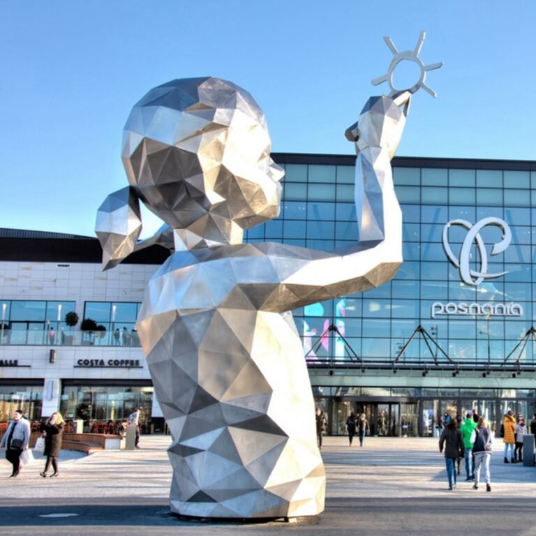 Large Geometric Stainless Steel Human Abstract Sculpture for Mall Decor