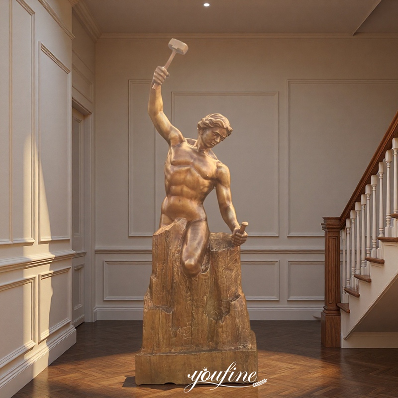Large Golden Bronze Self Made Man Statue for Indoor Decor
