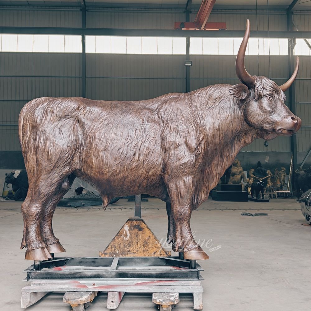 Large Highland Cow Statue Side View