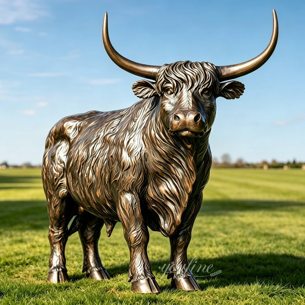 Large Highland Cow Statue for Outdoor Garden