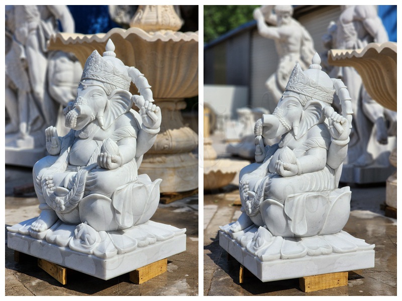 Large Marble Ganesh Statue Details