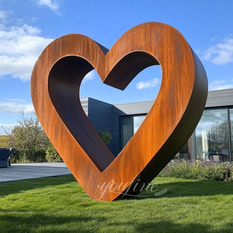 Large Metal Art Love Corten Steel Sculpture for City Decor