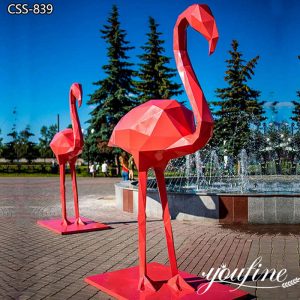 Large Metal Pink Flamingo Statue for Garden Ornament
