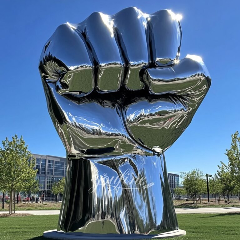 Large Modern Stainless Steel Fist Sculpture for City Landscape Decor