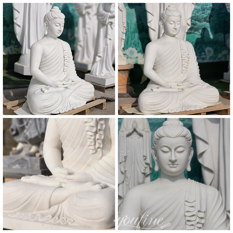 Large Natural Stone Sitting Buddha Statue Details