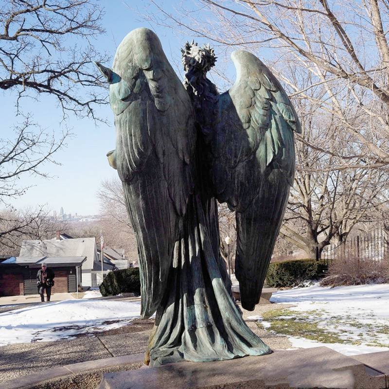 Large Outdoor Bronze Black Angel Council Bluffs For Sale