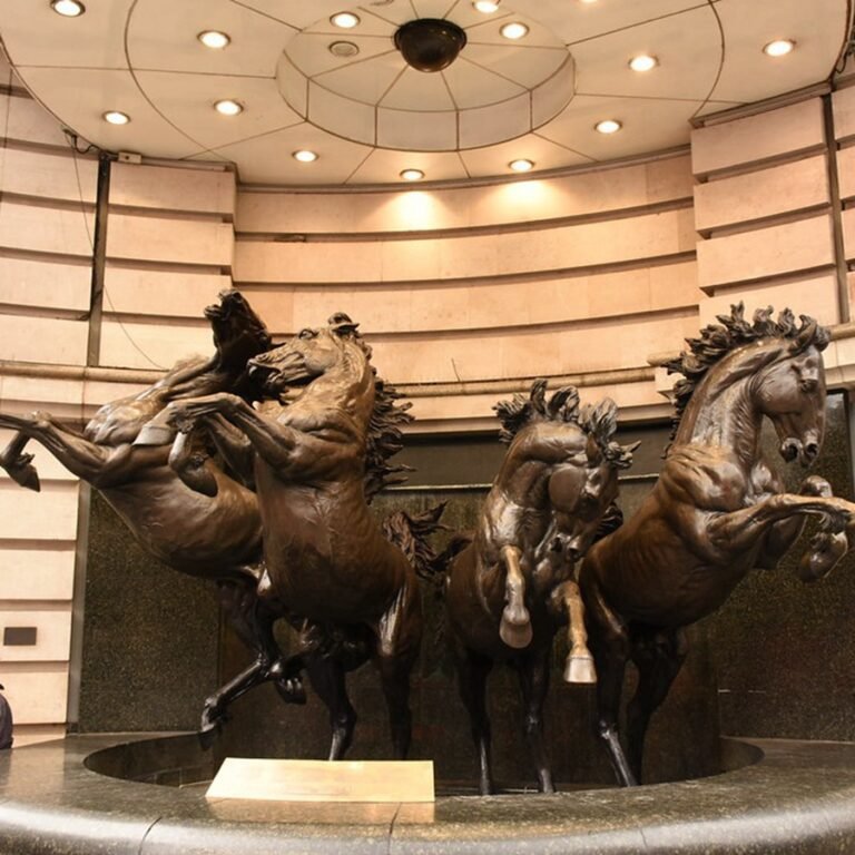 Large Outdoor Bronze Helios Four Horse Fountain