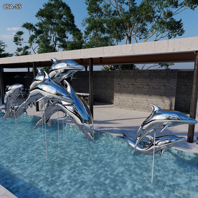 Large Outdoor Stainless Steel Dolphin Statues for Pool