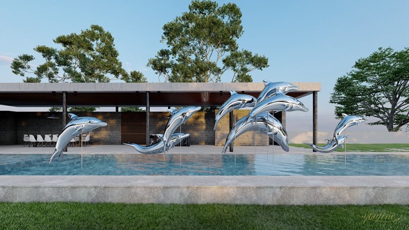 Large Outdoor Stainless Steel Dolphin Statues for Pool