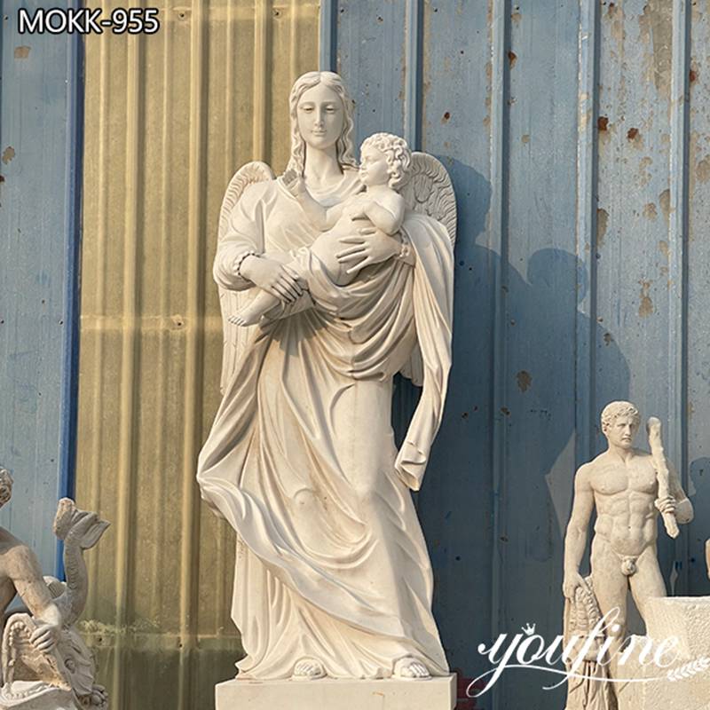 Large Outdoor White Marble Angel Statue Garden Decor for Sale MOKK-955 (2)
