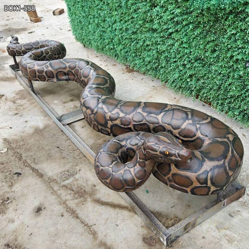 Large Realistic Bronze Python Sculpture For Sale