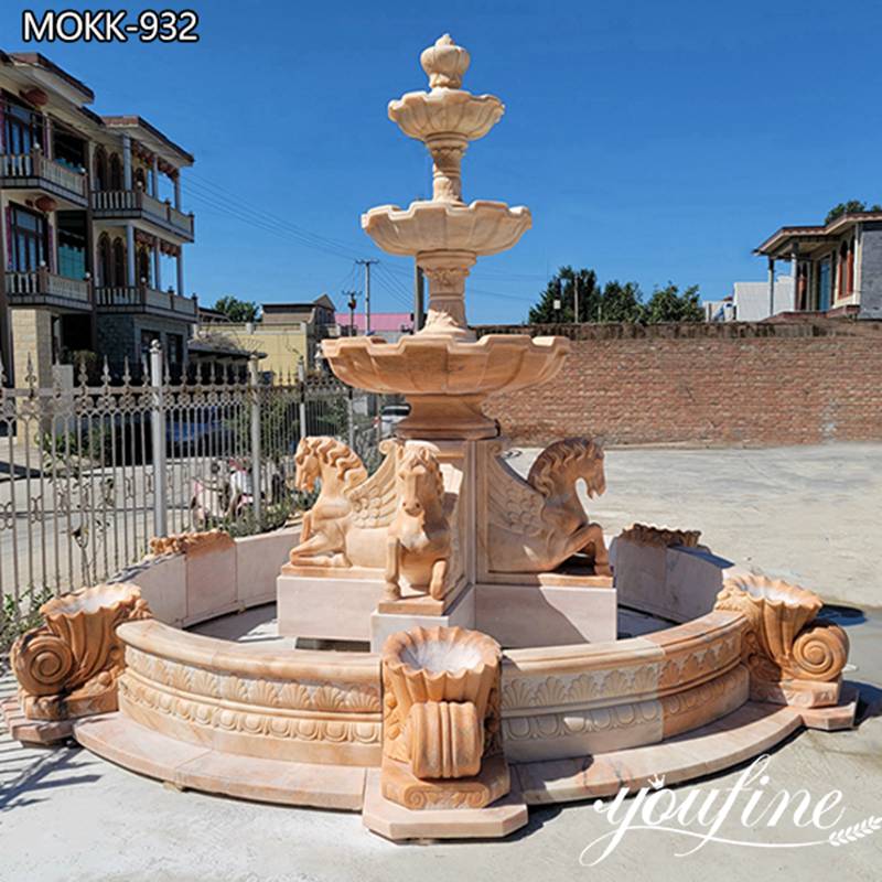 Large Red Marble Horse Fountain for Sale MOKK-932