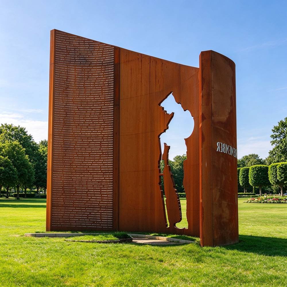 Large Silhouette Corten Steel War Memorial for Lawn