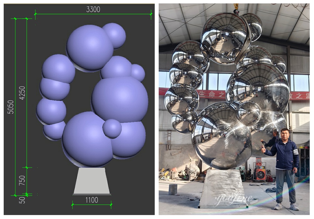 Large Stainless Steel Cluster Ball Sculpture Design and Finished