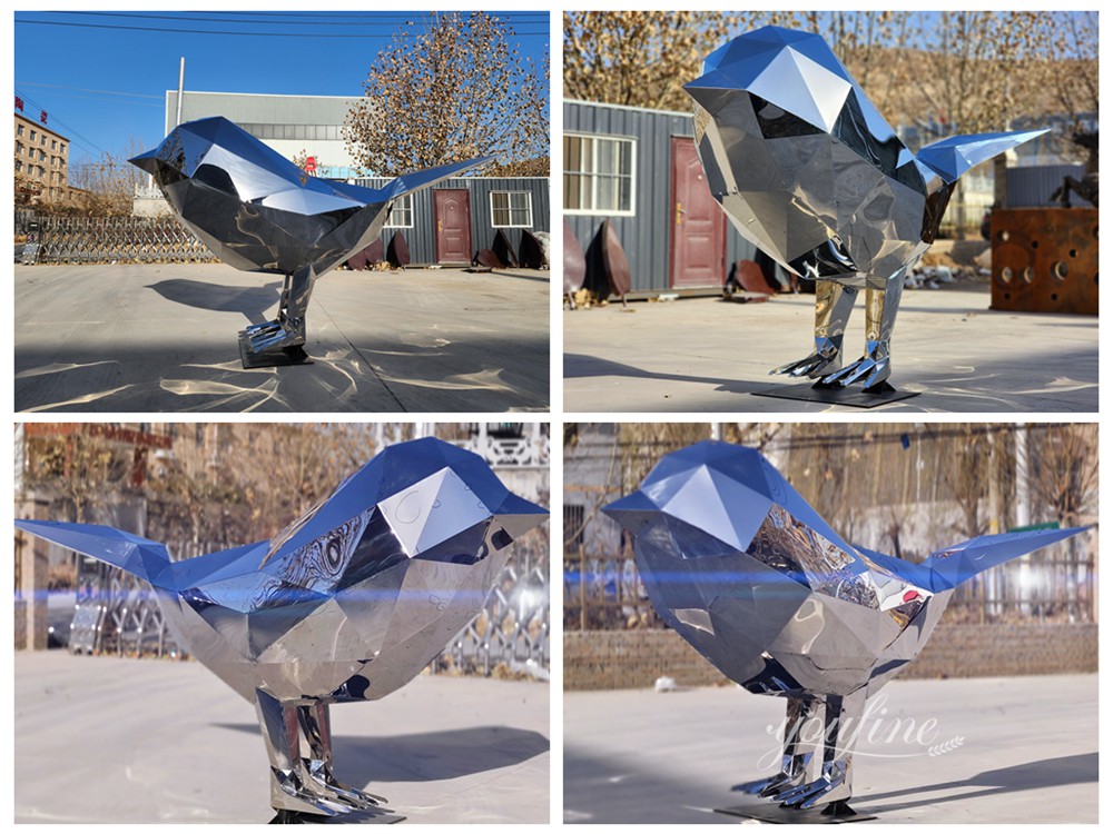 Large Stainless Steel Geometric Bird Sculpture Details
