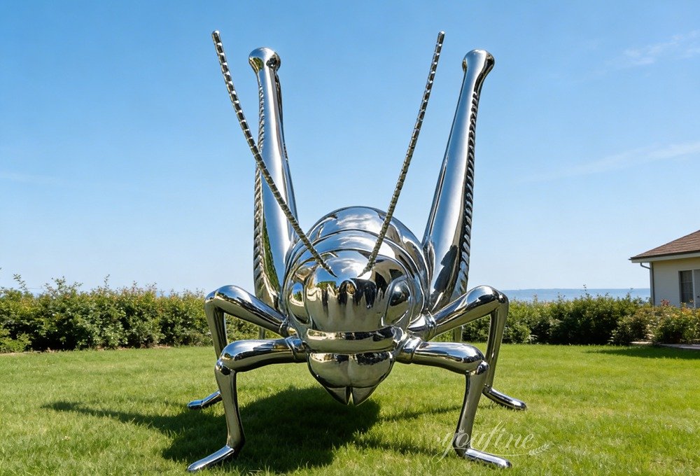 Large Stainless Steel Grasshopper Sculpture for Lawn Decor