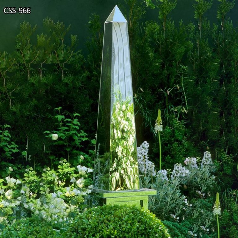 Large Stainless Steel Obelisk Sculpture for Garden