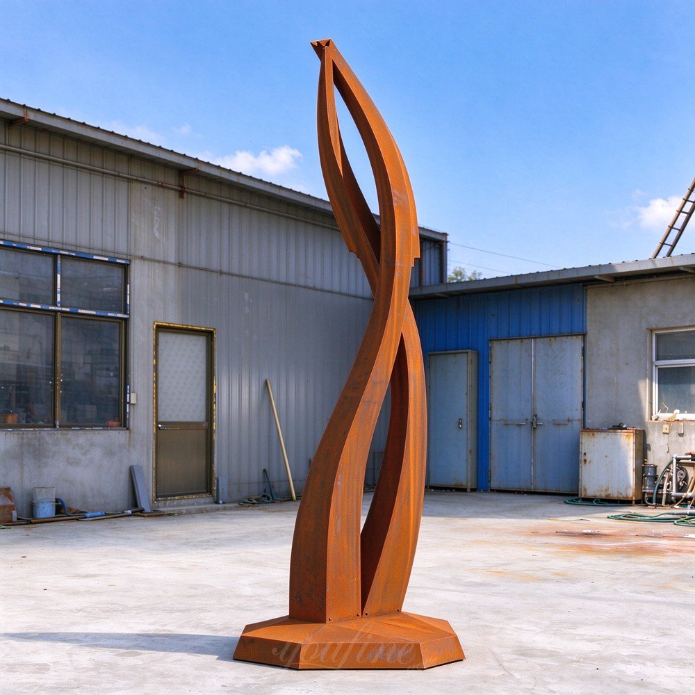 Large Twisted Corten Steel Art Sculpture