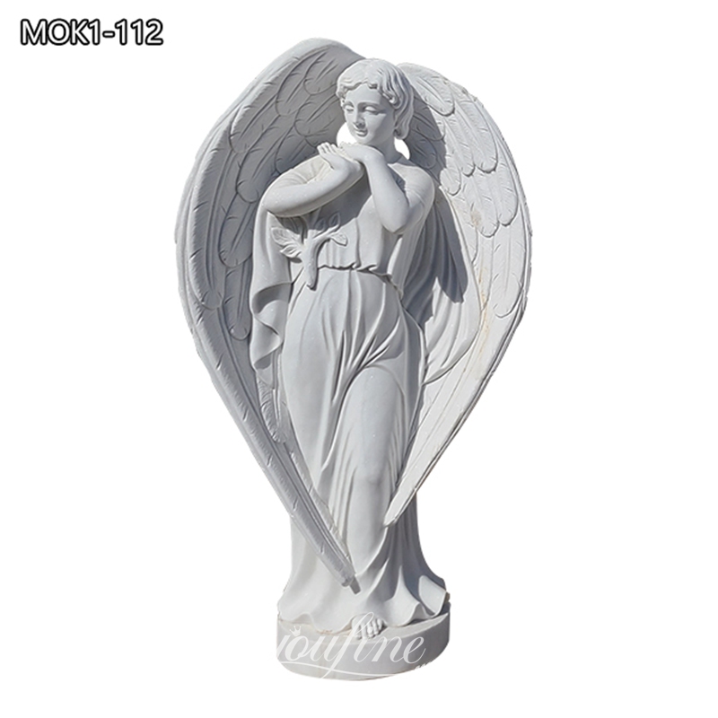 Large White Marble Angel Sculpture with Heart Shape MOK1-112